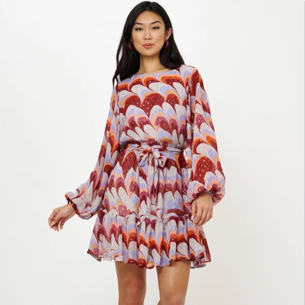 Oliphant FLIRTY SHORT DRESS- VENICE COGNAC Metallic Size S NWT Party Cocktail